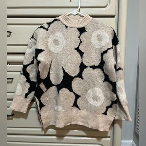 Marimekko Wool Unikko Mock Neck Sweater - Black and Beige